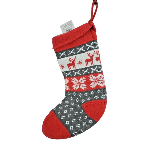 Holiday Home 17 inch Knit Reindeer Christmas Holiday Stocking  New - Picture 2 of 3